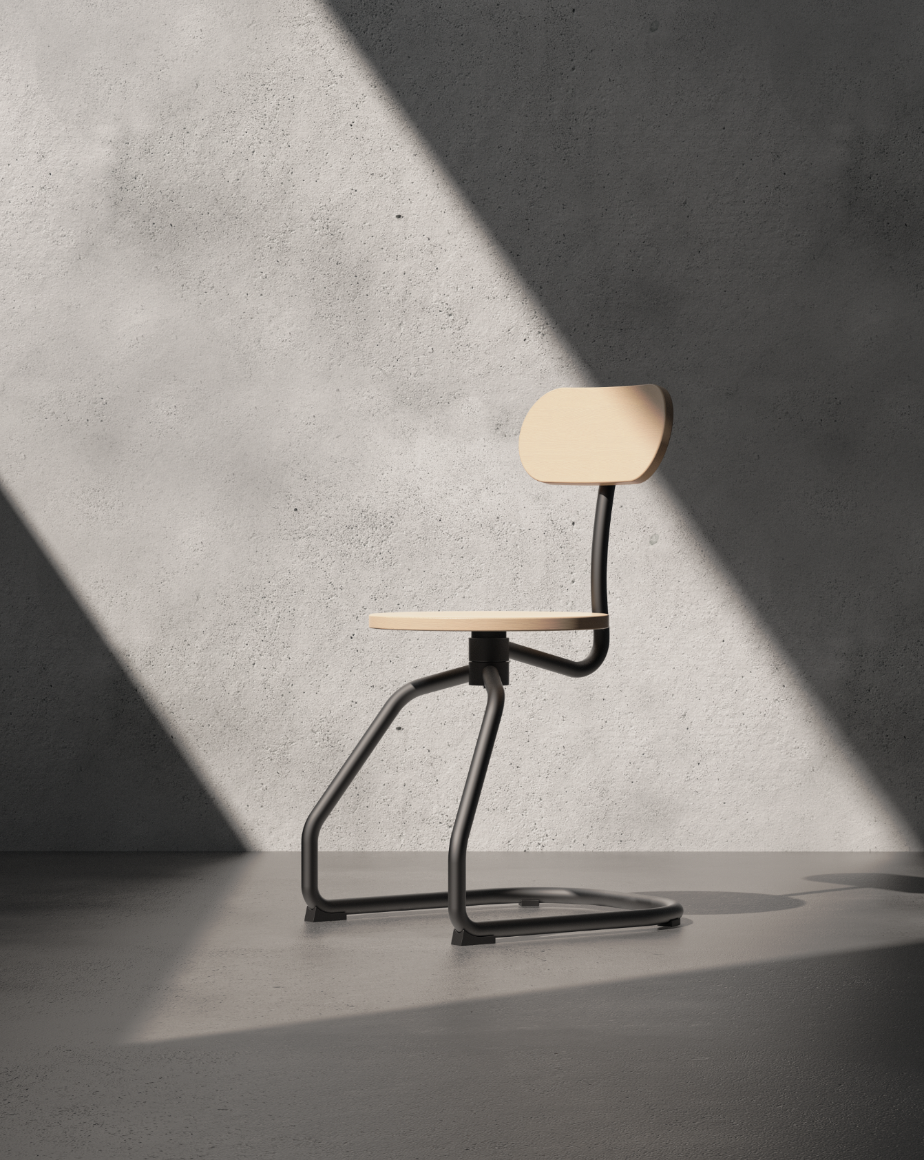 chair product industrial design ecal Stéfanie Kay design active sitting wood metal back pain comfortable